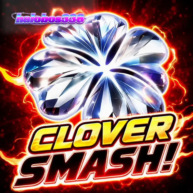 Tampilan visual slot Clover Smash dengan simbol semanggi dan latar belakang yang intens.